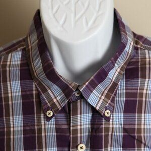 Peter Millar Men's purple, blue & brown long sleeve dress or casual shirt XXL
